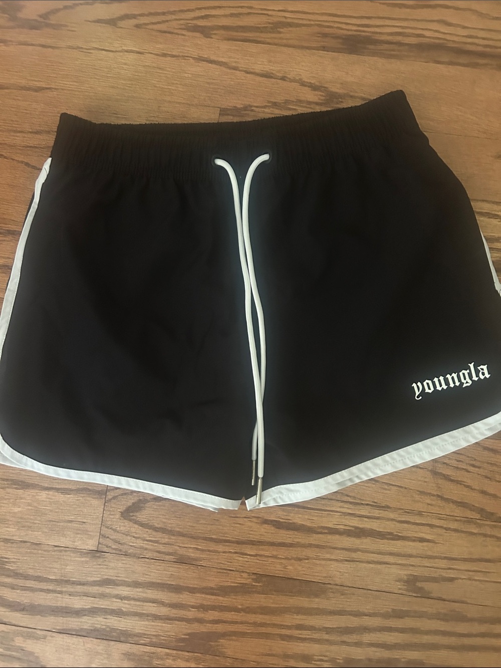YoungLA Black Athletic Shorts with White Trim